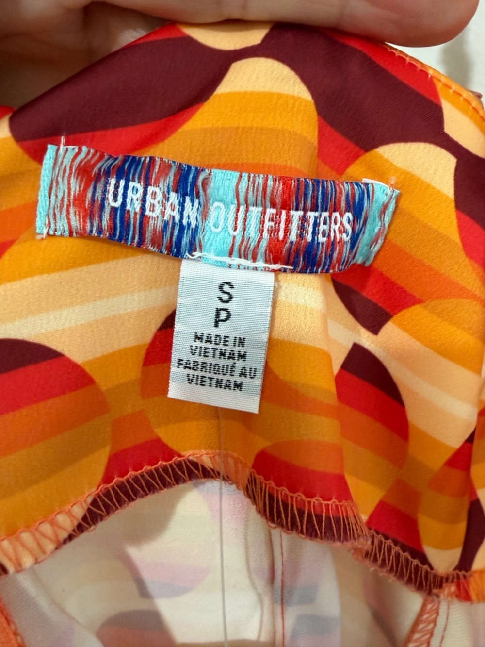 Urban Outfitters Orange Retro Print Cowl Neck Mini Dress NWT S Y2K - Picture 4 of 9